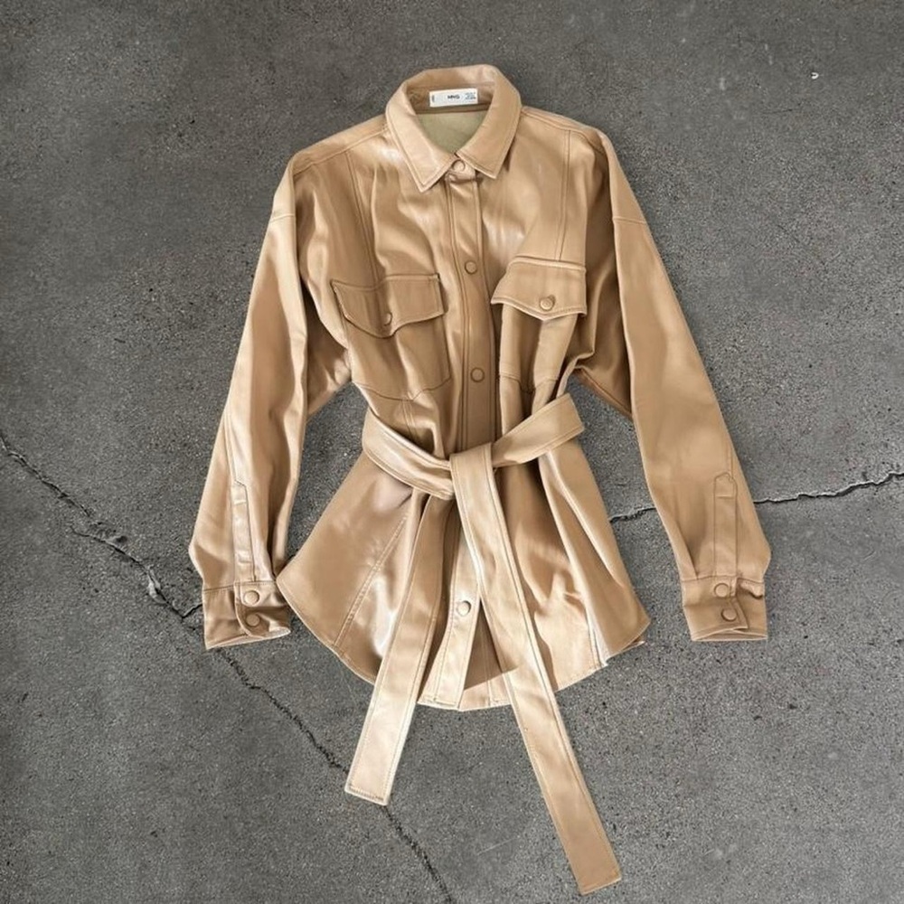 MNG Mango Faux Leather Shirt Jacket